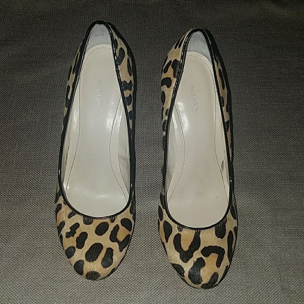 [Calvin Klein] Kendall Leopard Print Heels Tan/Blk